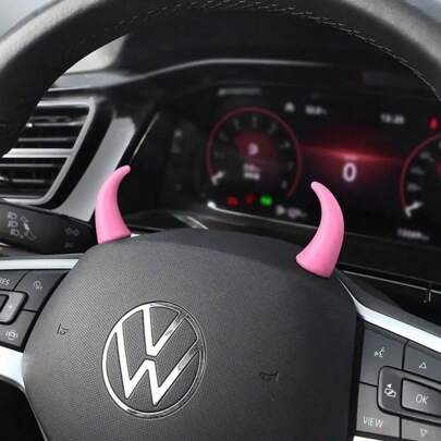 2 Stück Mini Teufelshörner Auto Dekoration - Süßer Silikon Tablet Halter für Armaturenbrett und Lenkrad, rot und schwarz Design, lustiges und praktisches Auto Zubehör, Auto Dekoration, stabil und langanhaltend, fällt nicht ab und beschädigt das Interieur nicht, Silikon, geeignet für Halloween Dekoration