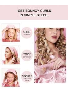 1 pieza Rizador de pelo plegable suave 4 en 1, que crea peinados con ondas grandes y pequeñas, rizador de pelo sin calor para rizos durante la noche, rizadores de pelo sin calor para dormir, set de cintas rizadoras suaves sin calor con clip para rodillos de pelo para look de soplado, herramientas de peinado, accesorios para el cabello - Multicolor - Ver 5