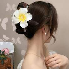 1pc Women Premium Plumeria Flower Hair Clip, Bun Shaper Boho Casual Hair Accessory Hair Claws Claw Clips Hair Clips Hair Jaw Clip Hair Clamps Hair Clutch Hair Catcher Clip