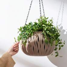 Hängende Blumentopf Kunststoff Rattanoptik Pflanzgefäß, robuster hängender Korb für Sukkulenten, Efeu und mehr