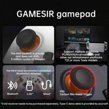 GAMESIR وحدة تحكم لألعاب T4 Nova Lite - قضبان تحكم بتأثير هول، اتصال ثلاثي الأوضاع، زناد بمستوى PS5، بدون انحراف، سلس وقوي - متوافق مع الكمبيوتر والسويتش وأنظمة التشغيل IOS وأندرويد