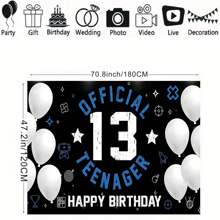 Happy 13th Birthday Decoration For Boy Girls Official Teenager Backdrop Banner Blue White 13 Year Old Birthday Party Yard Sign Photo Props Decor Supplies Sturdy, Christmas