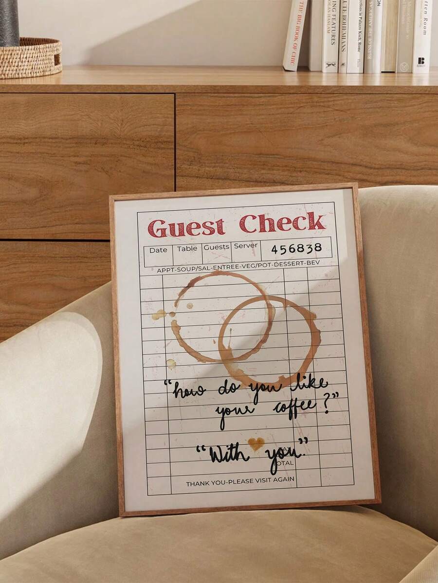 1 件客人检查墙艺术、咖啡海报、美学厨房装饰、复古海报、墙艺术、咖啡爱好者礼物墙艺术、无框 - 彩色 - 查看 1