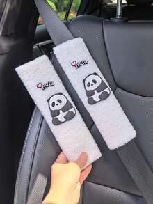 1pc/2pcs Car Interior Seat Belt Shoulder Protection Cover Cute Panda Decoration Shoulder Protection Anti Slip And Wear Resistant Four Season Universal - one-size - View 8