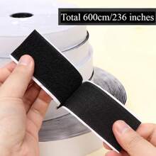 2 Rolls Self-Adhesive Double-Sided Tape, 600cm/236in Length, 2cm/0.78in Width, Black Or White Options, Reusable (Each Roll Includes 150cm/59in Hook & 150cm/59in Loop), Great For Window Screens, Curtains, Photos, Office Outlets Back To School