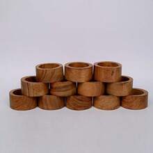 SHEIN X Heather Rae SAMHITA Handmade Acacia Wood Napkin Ring Set Of 12 For Dining Anniversary Birthday Christmas Napkin Ring For Home And Kitchen Decor