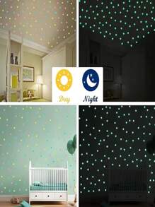 100 piezas de pegatinas de estrellas que brillan en la oscuridad - Reutilizables, decoraciones de pared y techo autoadhesivas de plástico, adecuadas para dormitorios y salas de estar, superficie mate multicolor, sin necesidad de baterías, diseño clásico para decoración del hogar de niñas, adhesivo de pared para decoración del hogar