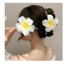 1pc Women Premium Plumeria Flower Hair Clip, Bun Shaper Boho Casual Hair Accessory Hair Claws Claw Clips Hair Clips Hair Jaw Clip Hair Clamps Hair Clutch Hair Catcher Clip