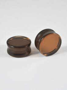 1 par de enchufes y túneles de vidrio para dilataciones - marrón oscuro tipo café expreso, con doble pestaña, expansores de peso corporal para pendientes estirados