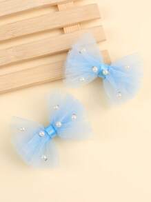 2 Stücke rosa Perlmuttmesh Haarschleifen Clips, süßer Prinzessinen Stil Haarschmuck für Mädchen, dekorativer Haarschmuck Haarclip