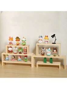 Jewelry Display Stand Blind Box Organizer Wooden Tiered Doll & Figure Model Storage Rack - Wood Color - View 2