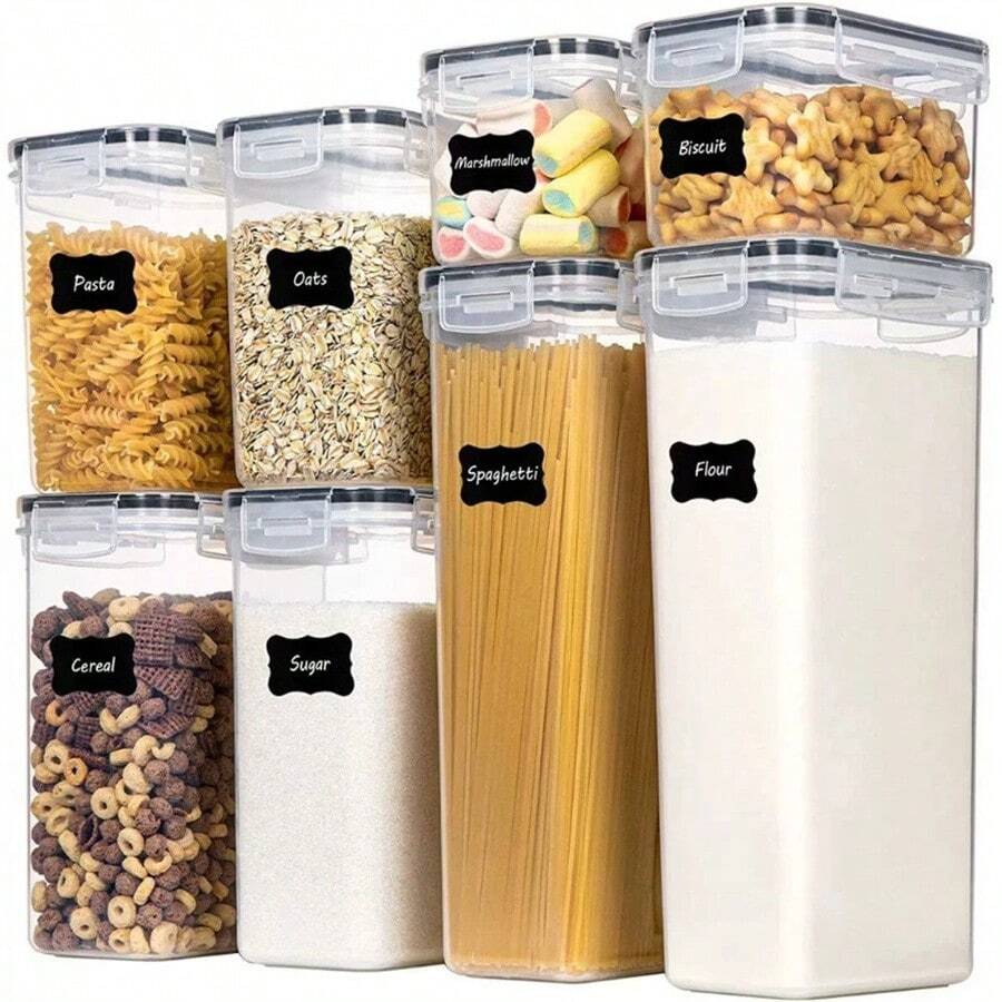 8-Piece Set Of 14L Sealed Food Container With Label And Pen - Trong sáng - Xem 1