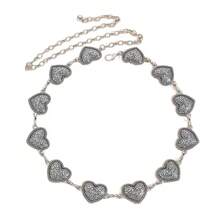 1 pieza Cadena de cintura de metal elegante con forma de corazón tallada en estilo vintage - Corazones grandes y pequeños - Ver 3