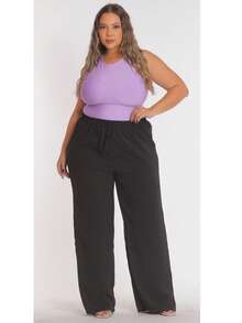 Plus Size Pants - 黑色 - 查看 2