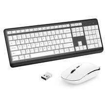 Fenisio 无线键盘和鼠标静音 2.4GHz 无线全尺寸 USB 鼠标组合符合人体工程学设计可折叠支架 3 DPI 可调适用于电脑笔记本电脑平板电脑 Windows Chrome OS 游戏玩家
