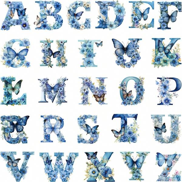 26 piezas de pegatinas termo-transferibles con letras del alfabeto y números para decoración de tela, manualidades de ropa, parches para planchar en casa, diseño lindo de mariposa, en dorado metálico, negro y blanco, a prueba de agua