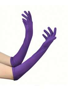 D EXCEED 1Pair Long Black Opera Gloves For Women, 1920s Satin Stretchy Elbow Length Party Gloves Costumes Bridal Costume Party Makeup Party Halloween - Multicolor - View 2