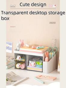 صندوق تخزين مكتبي وتخطيطي قطعة واحدة، منظم على شكل درج لمكتب، إكسسوارات الشعر، حامل أقلام، أدراج شفافة للرؤية والوصول السهل، تصميم مقسم