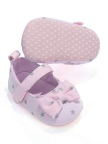 Scarpe da principessa nuove per neonati, primavera/estate, con motivo carino a fiocco e stelle, morbide, antiscivolo, per bambine che imparano a camminare 0-1 anno, con gancio e passante, per uso interno ed esterno, idee regalo per bambini