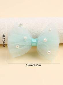 2PCS Pink Pearl Mesh Hair Bows Clip, Cute Princess Style Hair Accessory For Girls, Decorative Hair Accessory Hair Clip