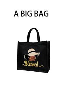 Bolso de lona con estampado de letras doradas y patrones femeninos, que incluye una bolsa pequeña con asa de mano, monedero y bolso grande con gran capacidad, de uso casual y portátil, adecuado para compras en el supermercado, viajes de negocios, vacaciones en la playa, y también puede ser un regalo ideal para amigos, familiares, cumpleaños, Día de la Madre, Día del Maestro.