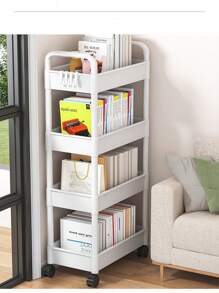 1pc 2/3/4 Layer Trolley Storage Rack, Bedroom Storage Rack, Family Kitchen Mobile Storage Rack, Multi-Layer Trolley Shelf Easy To Assemble, And Movable Tires, Which Can Be Used As Multifunctional Storage Cabinets, Tire Hooks, Kitchen Vegetables, Bathroom Clothes, Study Books And Living Room Snacks.