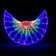 1 pieza Alas de danza del vientre de poliéster brillante, accesorio de disfraz de alas de hada iridiscente de mariposa para Pascua, Navidad, Halloween, actuación de danza del vientre, fiesta, baile