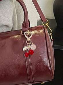 Fashion High Quality Cute Cherry Golden Butterfly Bag Charm- Cherry Key Fashion Backpack Pendant Decoration, Keychain, Bag Charm Alloy Pendant A-Z Letter, Headphone Pendant, Car Charm, Decorative Charm, Cherry Keychain, Bag Accessories, With Clip For Bag, Sparkling Resin & Metal Accessory For Purses And Bags For Women, Backpack Accessories Valentine's Day Anniversary Gift, Birthday Gift Backpack For School