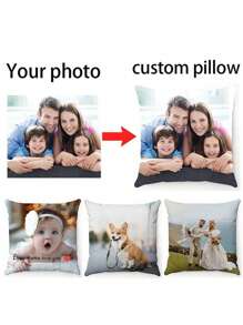 Customized Photo Printing DIY Pillowcase With 1pc, Personalized Single-Sided Printing Pillowcase, Suitable For Families, Children, Pets, And Friends. Very Suitable For Weddings, Holidays, Gatherings, Mother's Day, Father's Day, Thanksgiving, Living Room Sofas, Bedroom Decorative Cushion Covers, Universal Pillowcase Soft Customization, Unique And Personalized Ideal Gifts