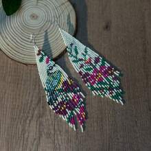 AHAYA Handmade Beaded Tassel Earrings Official Website Original Design Bird Flower Asymmetric Bohemian Style Seed Bead Pendant Earrings Women's Jewelry Gift For Women