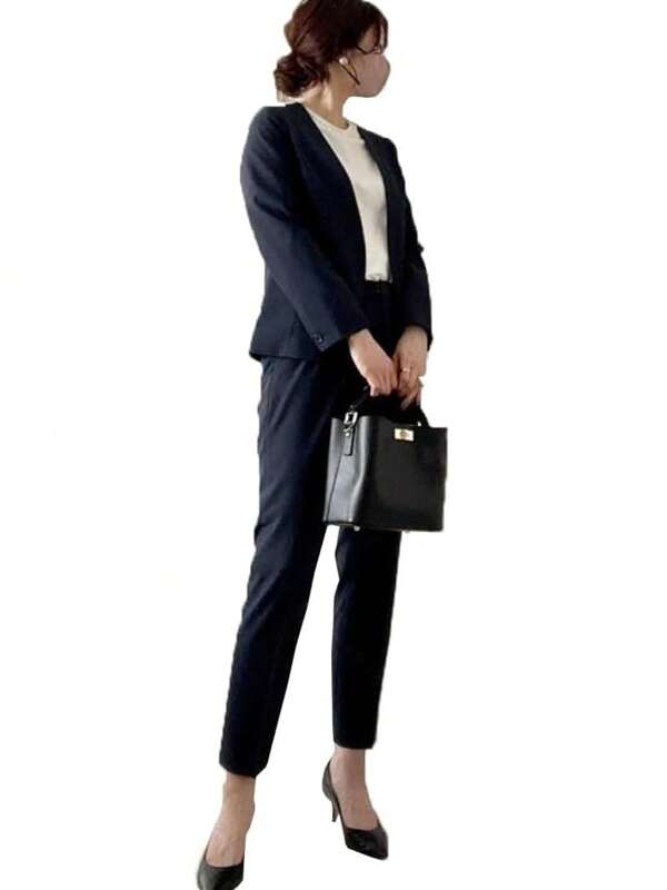 Pants Suits For Women, 2-Piece Set, Tapered Pants, Suit, Coat, Long Pants, Jacket, Top And Bottom Set, Setup, Office Wear, Pants, Formal, Casual, Long Sleeves, Spring, Summer, Autumn, Winter, Kindergarten Entrance Ceremony, School Entrance Ceremony, Kindergarten Graduation Ceremony, Commuting