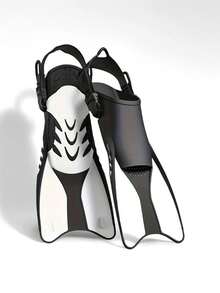 1 Pair White Professional Adjustable Strap Diving Fins, Flexible PP+TPR Material, Suitable For Swimming, Snorkeling, Free Diving Training, Size 38-47 - White - View 2