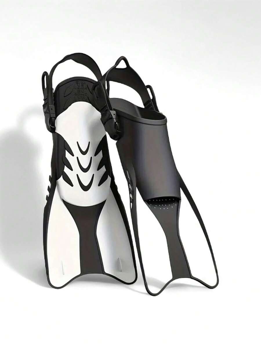 1 Pair White Professional Adjustable Strap Diving Fins, Flexible PP+TPR Material, Suitable For Swimming, Snorkeling, Free Diving Training, Size 38-47