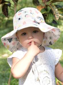 1pc Baby Girl Sun Hat Toddler Summer Beach Hat With Wide Brim UPF50+