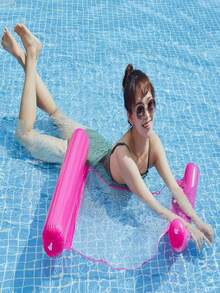 2pcs Inflatable Floating Hammock Sofa Bed, Foldable Backrest Floating Mat, Pool Party Lounger, Beach Essentials, Beach Accessories, Pool Inflatable, Pool Float - 深藍+玫紅 - 查看 3