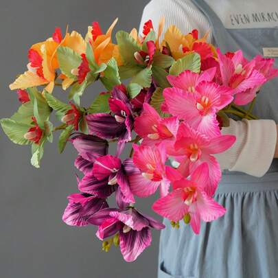 1pc New 108cm/42.5in Artificial Phalaenopsis Orchid Flower Bouquet, Living Room Decor, Dining Table Centerpiece