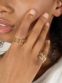 2025 Nieuwe roestvrijstalen 3-ring 4-ring kubieke zirkonia elegante cocktailparty- en vakantiering