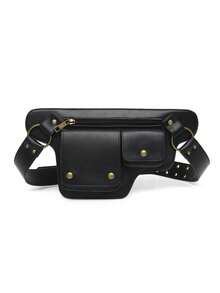 时尚欧美中世纪复古单肩带单肩包男女户外运动可调节拉链扣包朋克摩托风腰包手机包休闲百搭包适合日常户外街拍