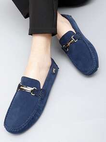 [金属莫卡辛乐福鞋] 男士金属装饰莫卡辛乐福鞋，舒适防滑一脚蹬鞋，男鞋，春夏季