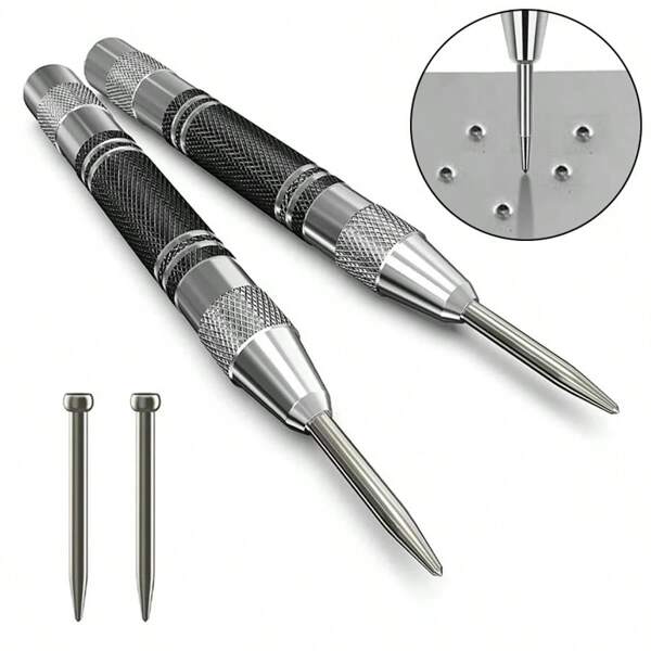 1pc Automatic Center Punch, 12.7cm Heavy Duty Steel Spring Center Punch With Adjustable Tension, Suitable For Metal, Wood, Glass And Plastic, Suitable For DIY Enthusiasts