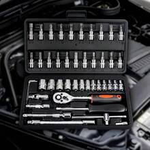 46 Piece Car Repair Tool Set: Ratchet Torque Wrench, Wrench, Screwdriver, Socket Set Combination - Perfect For Car Repair And Sliding Tool Set - Nhiều màu - Xem 10