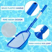 Set di retini per piscina con asta telescopica in alluminio a 3 sezioni, lunghezza regolabile da 17 a 35, retina a maglia fine con borsa profonda per raccogliere foglie e pulire la piscina. Adatto per piscine domestiche, cortili, attività sportive e all'aperto, inoltre ottimo per l'autunno e l'estate - Blu - Visualizzare 4