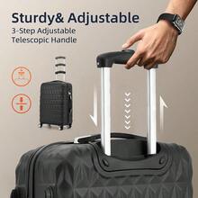 Lightweight 4 Wheel ABS Hard Shell Travel Trolley Luggage Suitcase Set Medium 24 Hold Check In Luggage Black - Black - View 7