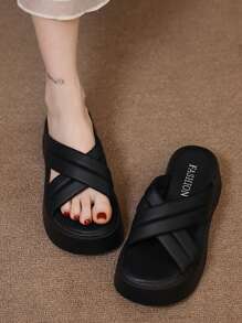 Women's Platform Wedge Heel Vacation Beach Sandals, Elegant For Party, White Ladies Flat Sandals