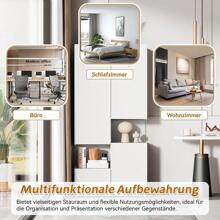 KOMHTOM Vetrina alta bianca con vetro acrilico • Mobile moderno multiuso per soggiorno/ufficio/cucina • Vetrina indipendente con spazio di archiviazione aperto • Dimensioni 80*38*170 cm (L*P*A)