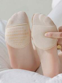 4 pares de calcetines invisibles para el tobillo de mujer, de fondo acolchado y antideslizante, aptos para uso diario casual - Beis - Ver 3