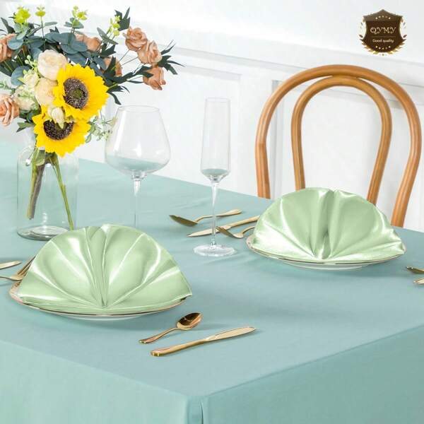 Set de 1 pieza/2 piezas de servilletas de satén de 18"x18", servilletas decorativas cuadradas aptas para boda, banquete, fiesta, reunión, hogar, cumpleaños, vacaciones, decoración exterior - Verde salvia
