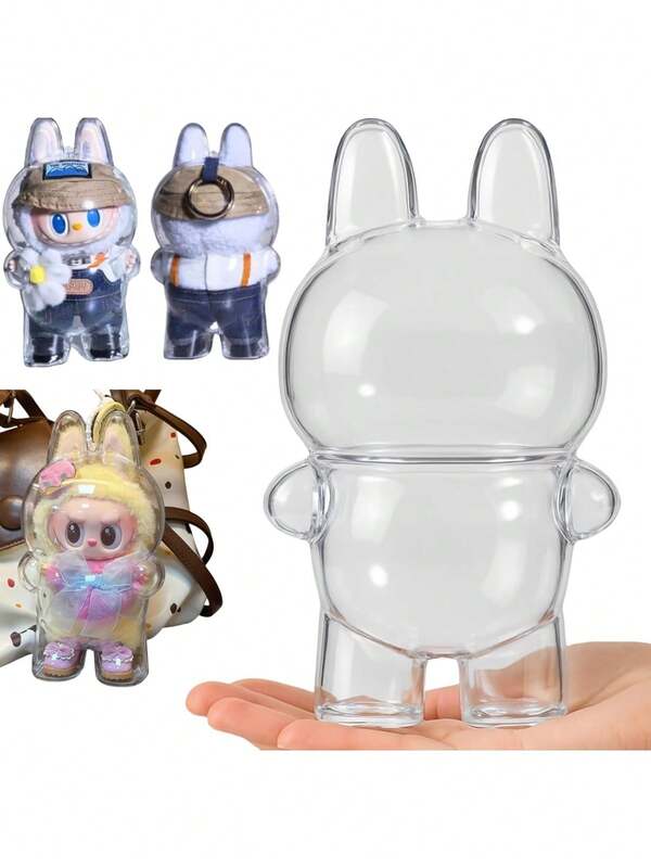 Protective Case For Standing Figure - Clear Collector Storage Box With Silicone Strap,Dustproof Scratch-Resistant Portable Hanging Case For Standing Series (Figure Not Included),Applicable To: Plush Toys, Ceramic Ornaments, Doll Accessories (Excluding Dolls, Pendants Randomly Distributed), Valentine's Day Gifts, Christmas Party Gifts
