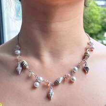1pc Summer Beach Pearl & Shell Necklace, Romantic Ocean Style Necklace Perfect For Vacation Check-In - Multicolor - View 9