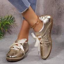 Shoes For Women Casual Lace-Up Sneakers With Comfortable Footbed - 金色 - 查看 8